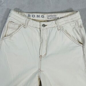 SONG Carpenter 90s Boyfriend Jeans Cream Utility Pockets Women's Size 11/30